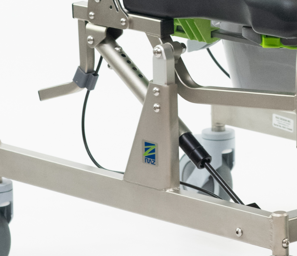 RAZ Designs RAZ-AT PIVOT ADJUSTMENT RAZ attendant tilt shower-commode chair